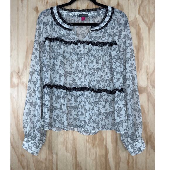 Vince Camuto Black White Fairycore Dark Academia Cottagecore Romantic Flowy L - Picture 1 of 7